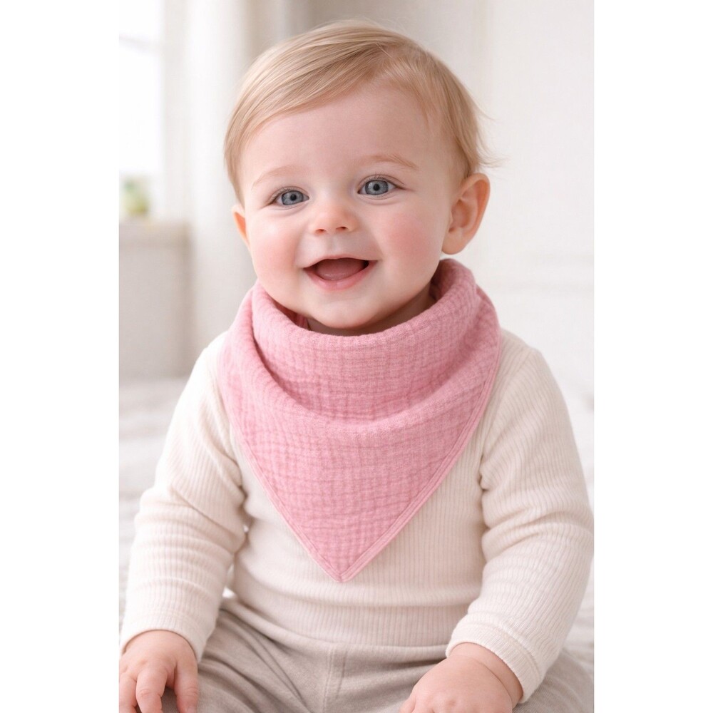 Organic Cotton Baby Bibs 10 Pack - Soft Absorbent Bandana for Drooling Pink